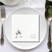 Whimsical Wine Glasses Cocktail Initials Hochzeit Serviette