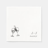 Whimsical Wine Glasses Cocktail Initials Hochzeit Serviette (Vorderseite)