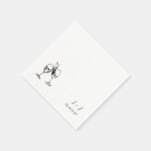 Whimsical Wine Glasses Cocktail Initials Hochzeit Serviette (Ecke)