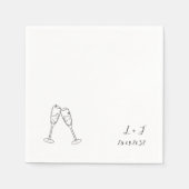 Whimsical Wine Glasses Custom Initials Wedding Serviette (Vorderseite)