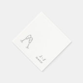 Whimsical Wine Glasses Custom Initials Wedding Serviette (Ecke)