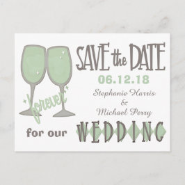 Whimsical Wine Glasses Save the Date Hochzeit Ankündigungspostkarte