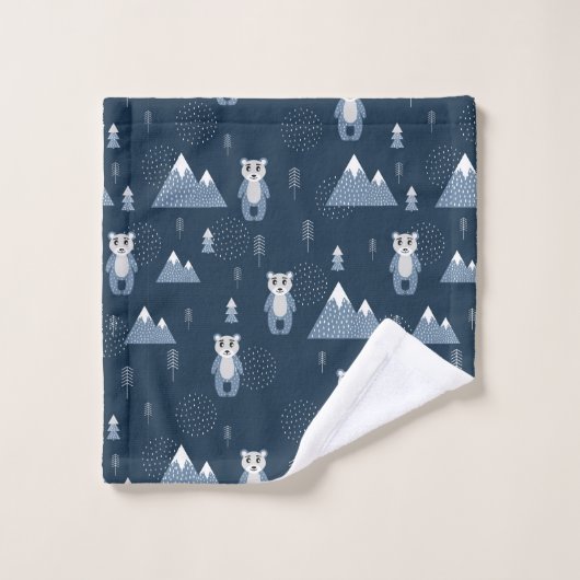 Whimsical Winter Bears und Berge Badhandtuch Set (Waschlappen)