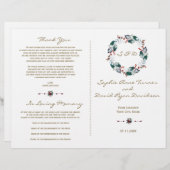 Whimsical Winter Berries Wreath Wedding Programm (Vorne/Hinten)