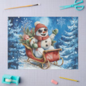 Whimsical Winter Blue Christmas Snowman Seidenpapier (Basteln)