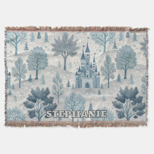 Whimsical Winter Castle Landschaft in Blue & Gray Decke