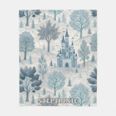 Whimsical Winter Castle Landschaft in Blue & Gray Fleecedecke (Vorderseite)