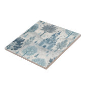 Whimsical Winter Castle Landschaft in Blue & Gray Fliese (Seite)