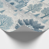 Whimsical Winter Castle Landschaft in Blue & Gray Geschenkpapier (Ecke)