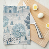 Whimsical Winter Castle Landschaft in Blue & Gray Geschirrtuch (Viertel Falte)