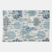 Whimsical Winter Castle Landschaft in Blue & Gray Geschirrtuch (Horizontal)