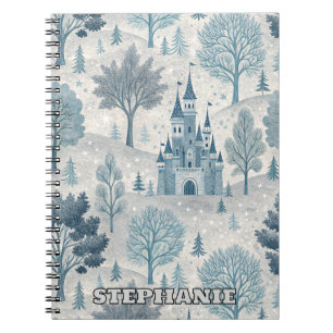 Whimsical Winter Castle Landschaft in Blue & Gray Notizblock