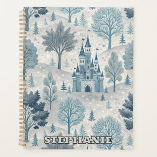Whimsical Winter Castle Landschaft in Blue & Gray Planer