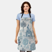 Whimsical Winter Castle Landschaft in Blue & Gray Schürze (Getragen)