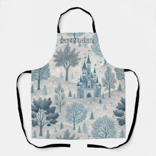 Whimsical Winter Castle Landschaft in Blue & Gray Schürze