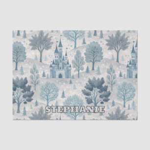 Whimsical Winter Castle Landschaft in Blue & Gray Seidenpapier