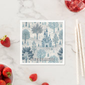 Whimsical Winter Castle Landschaft in Blue & Gray Serviette (Beispiel)