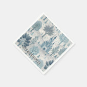Whimsical Winter Castle Landschaft in Blue & Gray Serviette (Ecke)