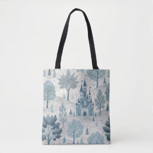 Whimsical Winter Castle Landschaft in Blue & Gray Tasche