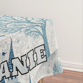 Whimsical Winter Castle Landschaft in Blue & Gray Tischdecke (Beispiel)