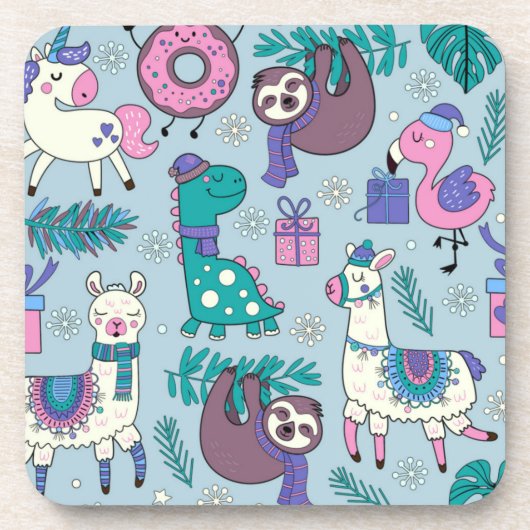 Whimsical WInter Critters Getränkeuntersetzer (Vorderseite)