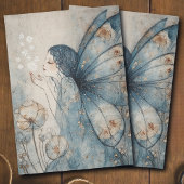 Whimsical Winter Fairy Blue Floral Decoupage Seidenpapier
