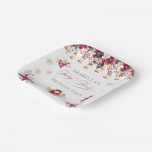 Whimsical Winter Fairy First Birthday Party Pappteller (Gewinkelt)