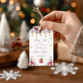 Whimsical Winter Fairy First Birthday Thank You Geschenkanhänger