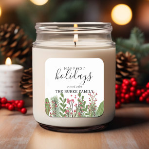 Whimsical Winter Foliage Personalisiert Quadratischer Aufkleber