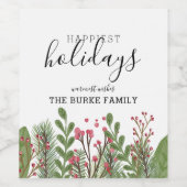 Whimsical Winter Foliage Personalize Weinetikett (Einzelnes Label)