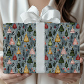 Whimsical Winter Forest Christmas Tree Pattern Geschenkpapier