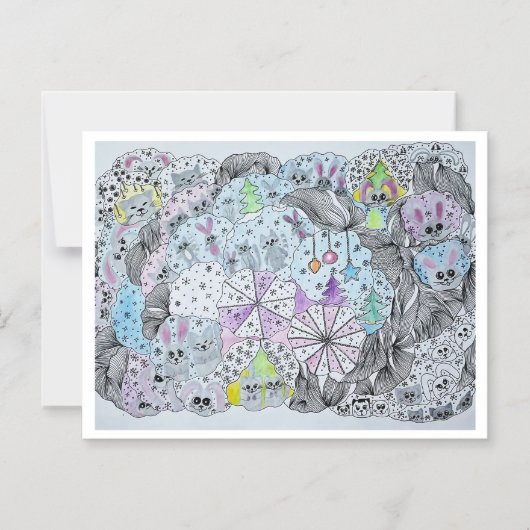 Whimsical Winter Forest Magical Creatures Magneteinladung (Vorderseite)