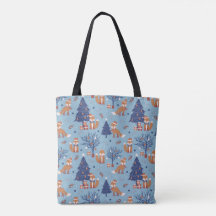 Whimsical Winter Fox Tote Bag - Niedlich festlich