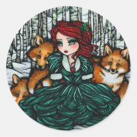 Whimsical Winter Fox Trees Fantasy Fairy Comic Art