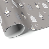Whimsical Winter Gnome und Häuser Geschenkpapier (Rolleneckpunkt)