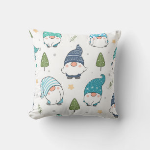 Whimsical Winter Gnomes Nahtloses Muster Kissen
