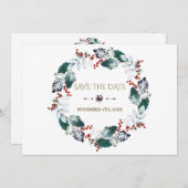 Whimsical Winter Holy Berries Kreath Save the Date (Vorne/Hinten)