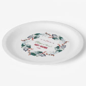 Whimsical Winter Holy Berries Wreath Baby Dusche Pappteller (Schrägansicht)