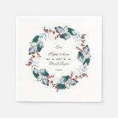 Whimsical Winter Holy Berries Wreath Wedding Serviette (Vorderseite)