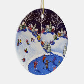 Whimsical Winter Ice Skater Schlittenfahrer Zierbe Keramik Ornament (Rechts)