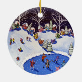 Whimsical Winter Ice Skater Schlittenfahrer Zierbe Keramik Ornament (Hinten)