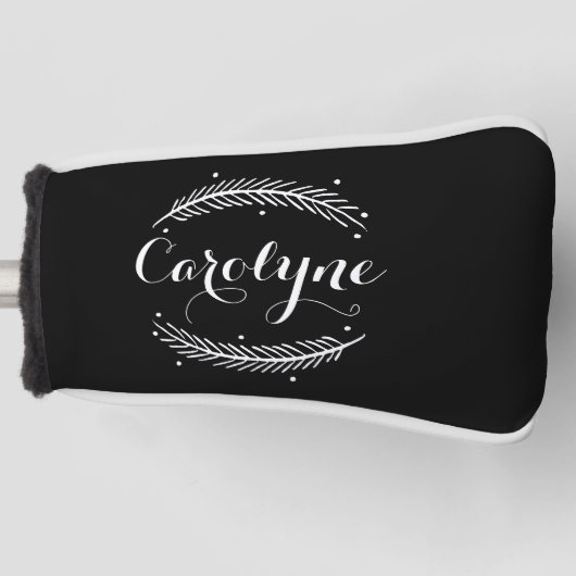 Whimsical Winter Kreath Black Personalisiert I Golf Headcover (Vorderseite)