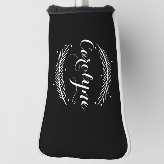 Whimsical Winter Kreath Black Personalisiert I Golf Headcover (Rotieren 90)