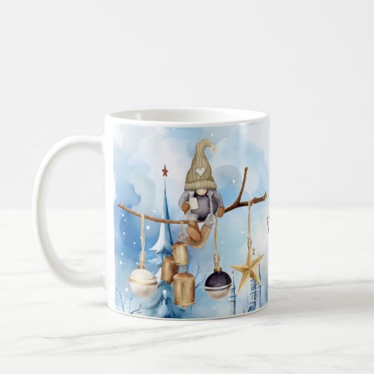 Whimsical Winter Lady Gnome Frohe Weihnachten Kaffeetasse (Links)