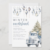 Whimsical Winter Onederland Erste Geburtstagsparty Einladung (Vorderseite)