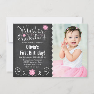 Whimsical Winter Onederland Foto erster Geburtstag Einladung