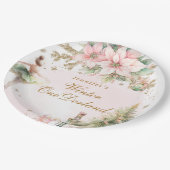 Whimsical Winter Onederland Pastel pink Geburtstag Pappteller (Schrägansicht)