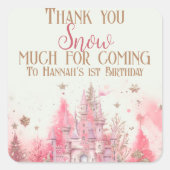 Whimsical Winter Princess Mairytale Geburtstag Quadratischer Aufkleber (Vorderseite)