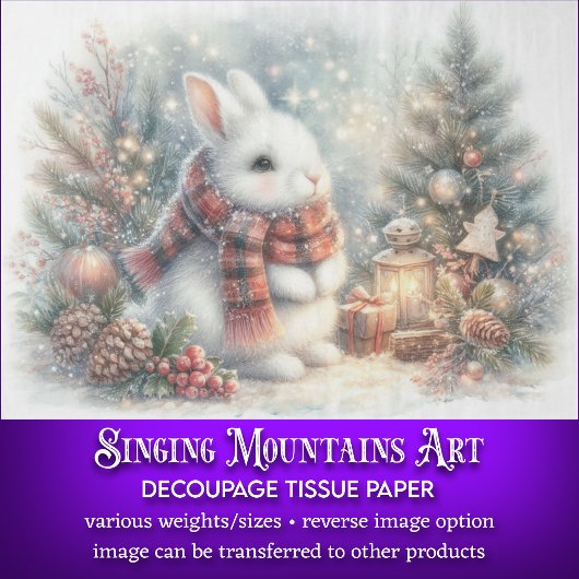 Whimsical Winter Rabbit Weihnachtsbaum Decoupage Seidenpapier