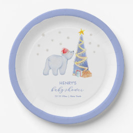 Whimsical Winter Santa Polar Bear Baby Shower Pappteller